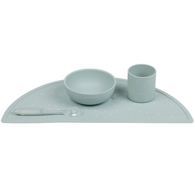 Nattou Set jídelní silikonový 4 ks, green