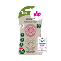 nip CHERRY NATURE line šidítko, kaučuk,velikost 1 (0-6m), 2ks, red/brown