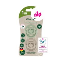 nip CHERRY NATURE line šidítko, kaučuk,velikost 1 (0-6m), 2ks, green/brown