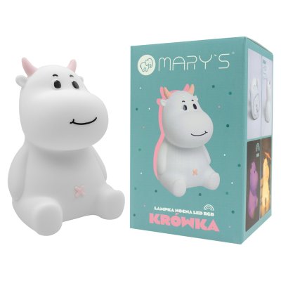 MARY’S LED silikonová noční lampička RGB - kravička, růžová