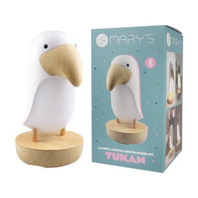 MARY’S LED noční lampička a Bluetooth reproduktor 2v1 - tukan, bílý