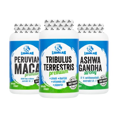Lionlab Ashwagandha, Maca a Tribulus - AKCE 1+1+1
