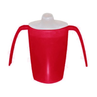 SUNDO Hrnek se dvěma uchy, víčko na pití a řídké pokrmy, 220 ml, červená