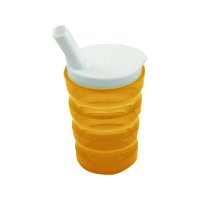 SUNDO Ergonomický hrnek s víčkem s náustkem pro pití a ventilkem, oranžová