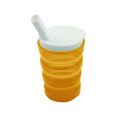 SUNDO Ergonomický hrnek s víčkem s náustkem pro pití a ventilkem, oranžová