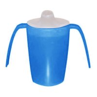 SUNDO Hrnek se dvěma uchy, víčko na pití a řídké pokrmy, 220 ml, modrá