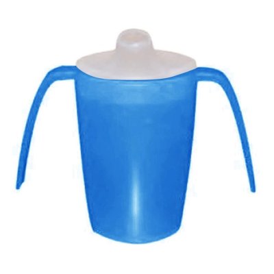 SUNDO Hrnek se dvěma uchy, víčko na pití a řídké pokrmy, 220 ml, modrá
