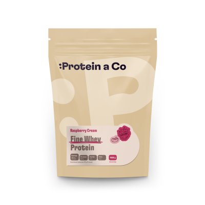 Protein a Co Protein Fine whey slazený stévií 1000 g Raspberry cream