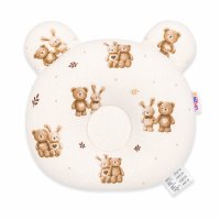 Baby Nellys Bavlněný tvarovaný polštářek Medvídek a zajíček, bílá/béžová