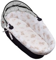 Baby Nellys Bavlněná vložka do kočárků/koše s pěnovou matrací, Malý medvídek . béžová/bílá