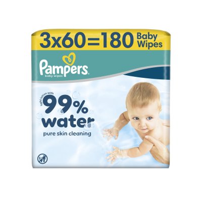 PAMPERS Dětské čisticí ubrousky s 99 % vody 3 x 60 ks