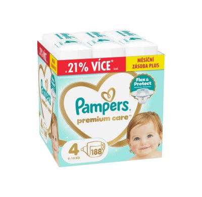 PAMPERS Premium Care Velikost 4, 9kg-14kg 188 ks