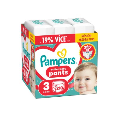 Pampers Active Baby vel. 3 6–11 kg plenkové kalhotky 214 ks