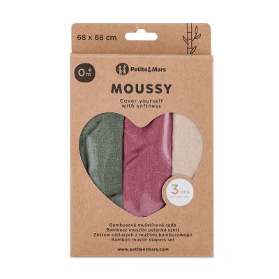 Petite&Mars Sada plen bambusová mušelínová Moussy 68 x 68 cm Botanic Tones 3 ks