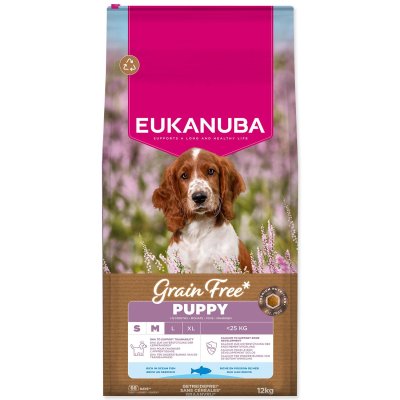 Eukanuba Krmivo Grain Free Puppy Small & Medium rich in ocean fish 12kg