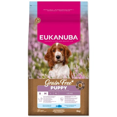 Eukanuba Krmivo Grain Free Puppy Small & Medium rich in ocean fish 3kg