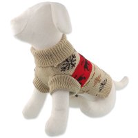 Dog Fantasy Svetr Winter Tale Vánoční pletený se soby, XL 65cm