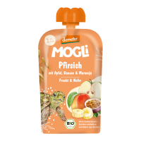 MOGLi BIO Broskvová kapsička s jablkem, banánem, marakujou a ovesnými vločkami 100 g