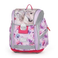 Oxybag Školní batoh PREMIUM LIGHT kůň a květiny, růžovo-fialový