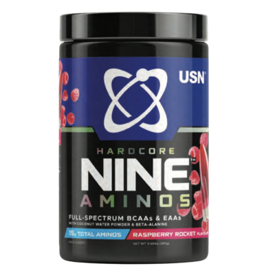 USN HardCore Nine Aminos 390g - malinová raketa