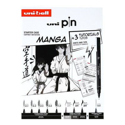 UNI PIN sada Manga - dárkový box, 8 linerů + SHALAKU mikrotužka, mix barev