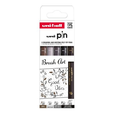 UNI PIN Creative Writting - Brush Art, sada linerů mix barev - 5 ks (EFB/ BR)
