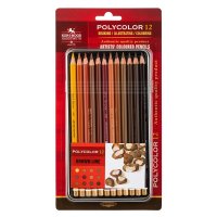 KOH-I-NOOR POLYCOLOR 3822/12 - umělecké pastelky, hnědá řada, v plechovém pouzdře - 12 ks