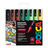 Posca Sada akrylových popisovačů - PC-5M, EARTH, 1,8 - 2,5 mm mix zemitých tónů (8 ks)