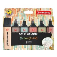 STABILO Zvýrazňovač - BOSS ORIGINAL NatureCOLORS - EO70/6-2-2 - 6 ks sada