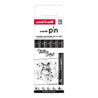 UNI PIN Drawing - Tatto Art, sada linerů černá - 5 ks