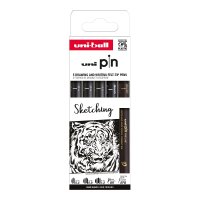 UNI PIN Drawing - Sketching, sada linerů mix barev - 5 ks