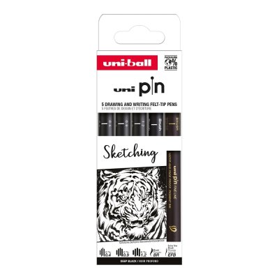 UNI PIN Drawing - Sketching, sada linerů mix barev - 5 ks