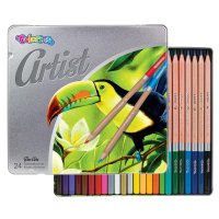 Colorino Pastelky Artist 24 ks, dřevěné, kulaté v kovovém boxu