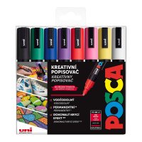 Posca Sada akrylových popisovačů - PC-5M, 1,8 - 2,5 mm, základní barvy (8 ks)