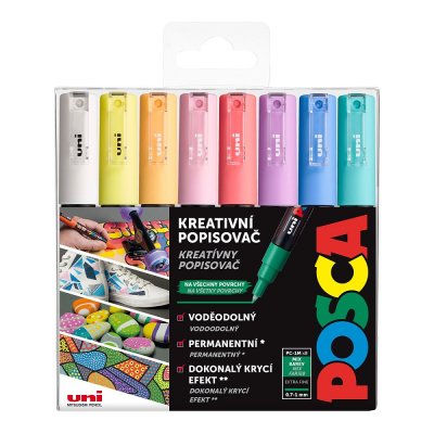 Posca Sada akrylových popisovačů - PC-1M, 0,7 - 1 mm, pastelové barvy (8 ks)