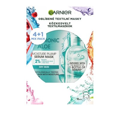 Garnier Skin Naturals Sheet Mask mix textilních masek 4+1 ks mutipack