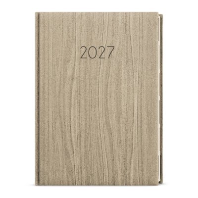 Baloušek Ctirad s výsekem Wood denní diář 2027, světle hnědý, A5 14,3 × 20,5 cm