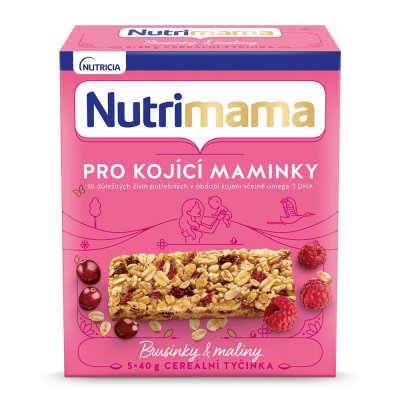 Nutrilon Nutrimama Cereální tyčinky pro kojící matky brusinky a maliny 5x40 g Nutrilon Nutrimama Cereální tyčinky pro kojící matky brusinky a maliny 5x40 g