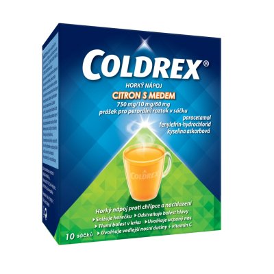 COLDREX HORKÝ NÁPOJ CITRON S MEDEM - 750MG/10MG/60MG POR PLV SOL SCC 10