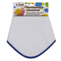 T-tomi bambusový Bio slintáček 1 ks bílý modrý okraj T-tomi bambusový Bio slintáček 1 ks bílý modrý okraj