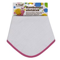T-tomi bambusový Bio slintáček 1 ks bílý růžový okraj T-tomi bambusový Bio slintáček 1 ks bílý růžový okraj