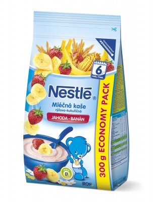 Nestlé Mléčná kaše rýžovo-kukuřičná JAHODA-BANÁN 300 g