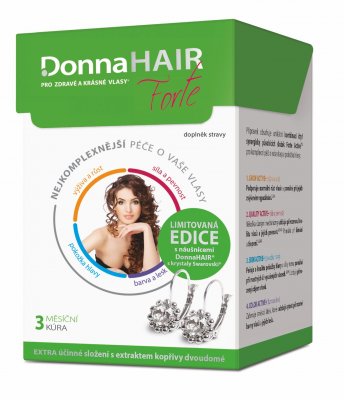 Donna Hair FORTE 3 měsíční kúra 90 tobolek + náušnice Swarovski Elements
