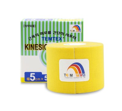 TEMTEX Kinesio tape 5 cm x 5 m tejpovací páska žlutá