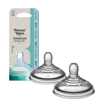 Tommee Tippee náhradní savička C2N AntiColic rychlý průtok 2 ks transparent