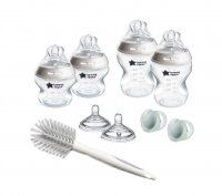 Tommee Tippee sada kojeneckých lahví C2N silikon + kartáč průhledná