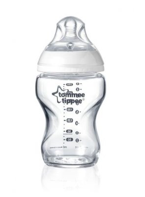 Tommee Tippee kojenecká láhev C2N skleněná bílá 250ml