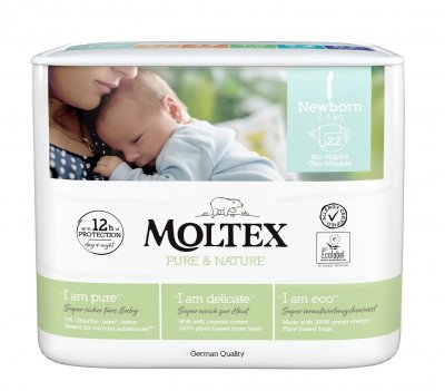 Moltex Plenky Pure & Nature Newborn 2-4 kg 22 ks