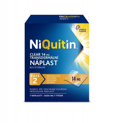 NiQuitin Clear 14 mg - Fáze 2 nikotinové náplasti 7 ks