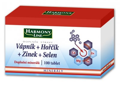 Harmony Line Vápník+Hořčík+Zinek+Selen 100 tablet